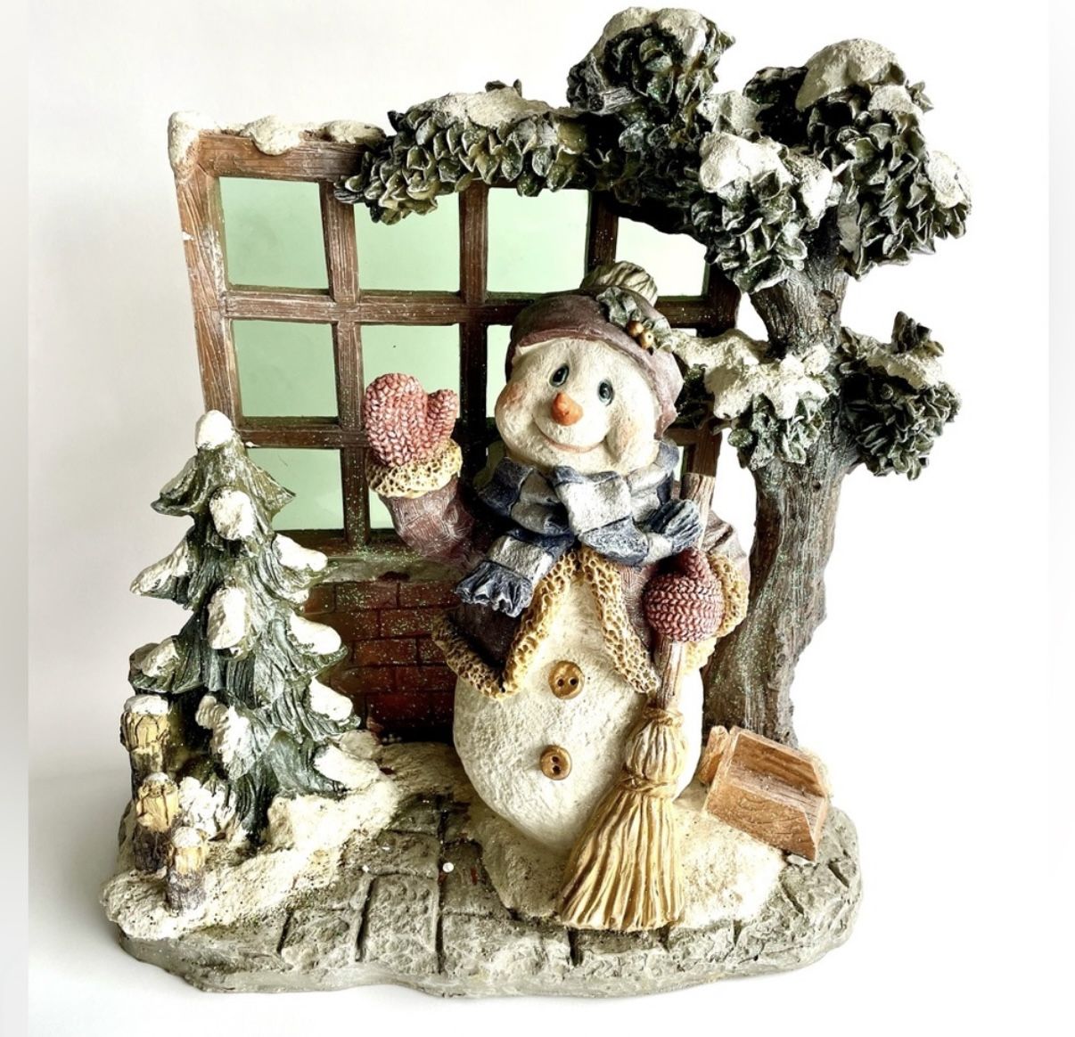 Beautiful Snowman & Christmas Tree Holiday Decorative Figurine