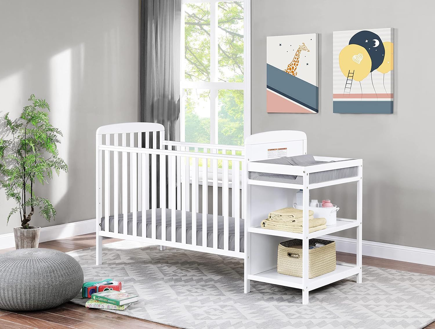 Suite Bebe Ramsey 3 in 1 Convertible Crib and Changer in White