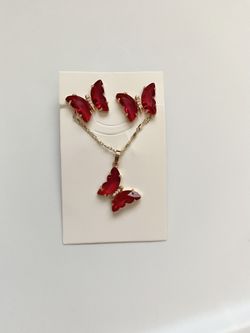 14K Gold Plated Butterfly Necklace Sets