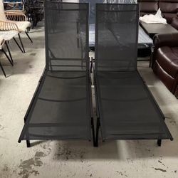 New Lounge Chair Outdoor Set of 2, Aluminum Pool Chaise Lounge Chairs