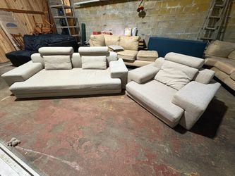 Dania modern light gray set — “Contemporary Beige Couch + Armchair Set (WE DELIVER)