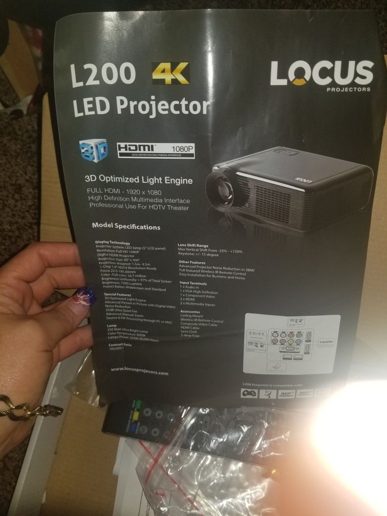 Locus projector with screen