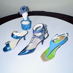 Just the Right Shoe Miniature Collectibles – Blue Theme Lot (4 Pieces)