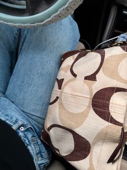 Medium Vintage Coach Carly Brown & Cream RARE