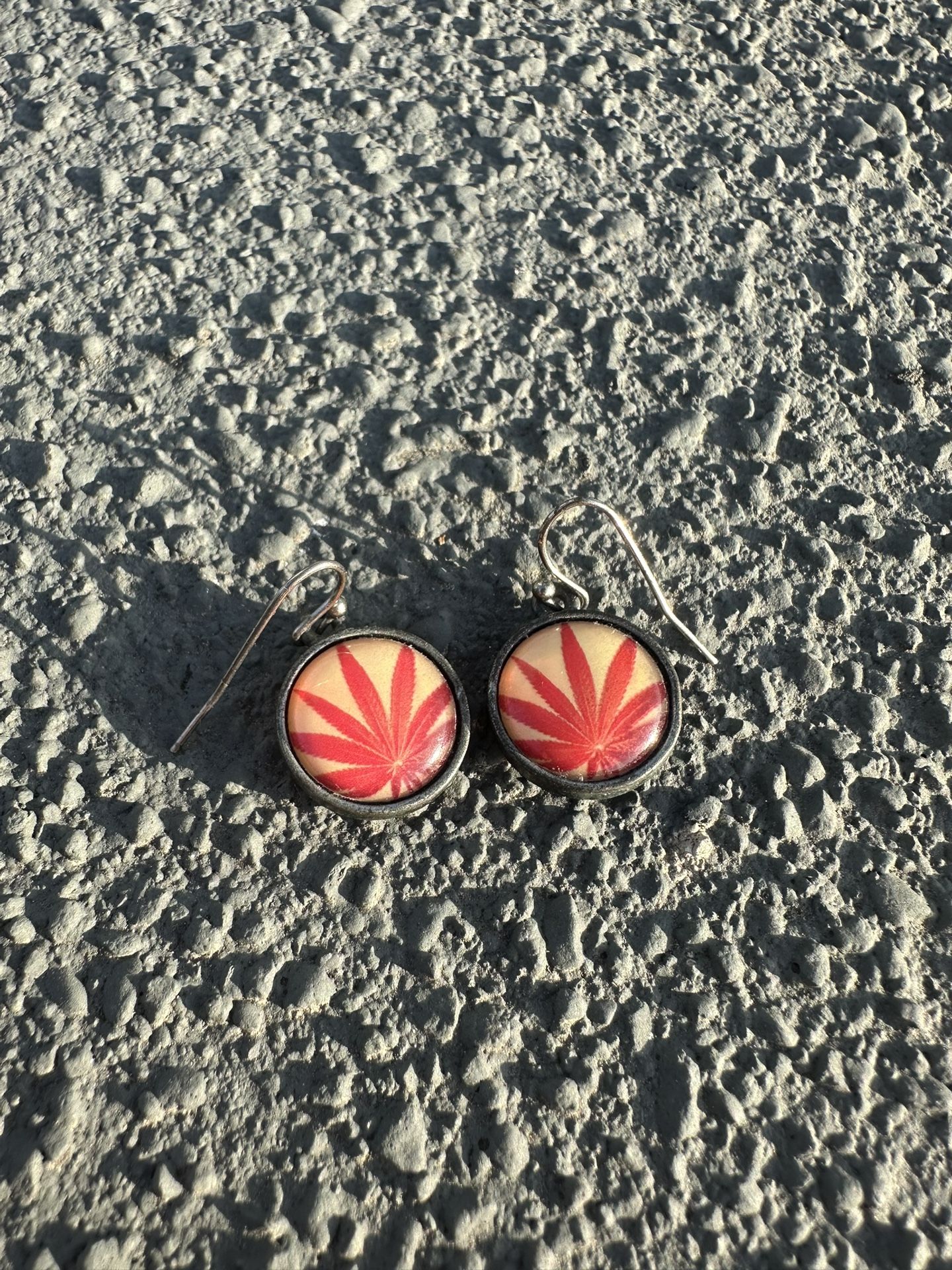 Small Pink Leaf Drop Earrings