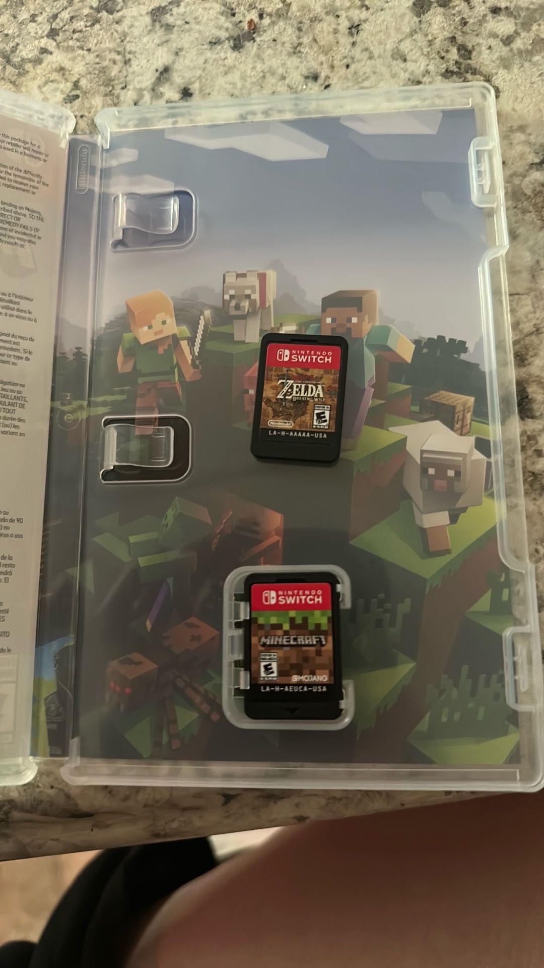 minecraft and zelda nintendo switch game cards