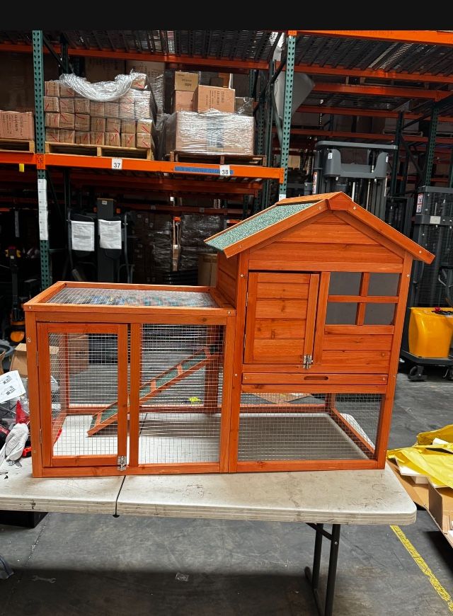 New in Box  48" Wooden Chicken Coop Rabbit Hutch Indoor and Outdoor Bunny Cage