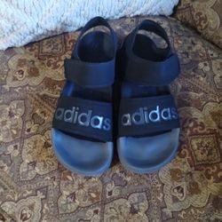Adidas Black Sandals with Silver Logo