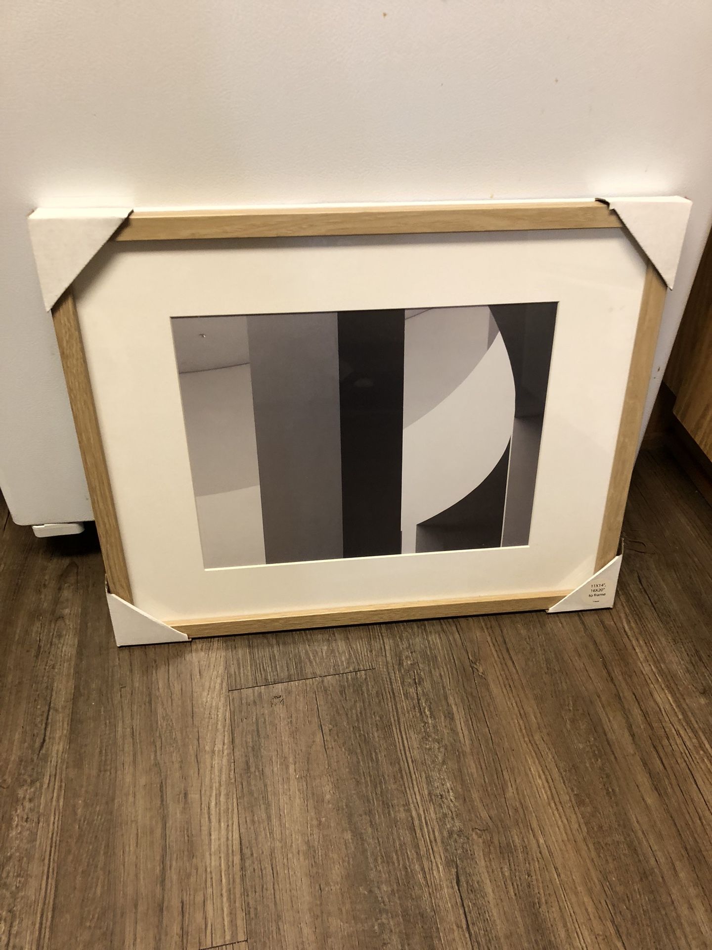 Cropped Black And White Abstract Print With Wooden Frame Home Decor