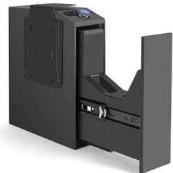 Biometric Slider Handgun Gun Safe for Nightstand, Desk, Bed Side,Truck - Auto Sliding Door Hand Gun Safe for Pistol -with Fingerprint, PIN Code, KEY A