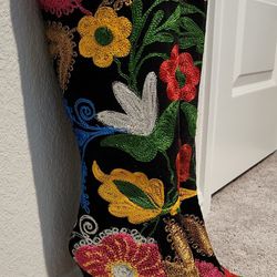 New , Suzani  Embroidered Floral Knee High Heel Boots Size

7.5