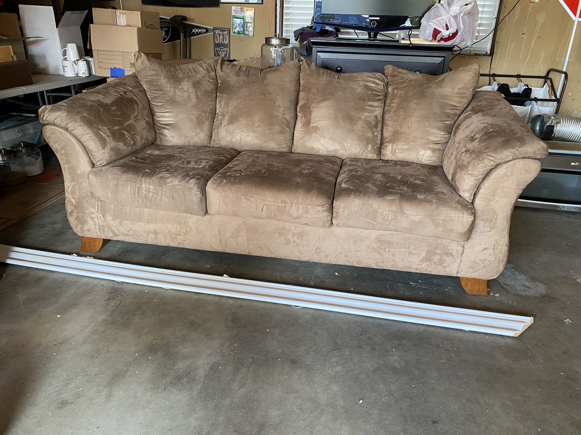 Brown Taupe Microfiber Sofa Couch