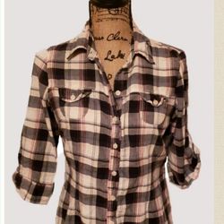 Charlotte Russe Black Plaid Top L