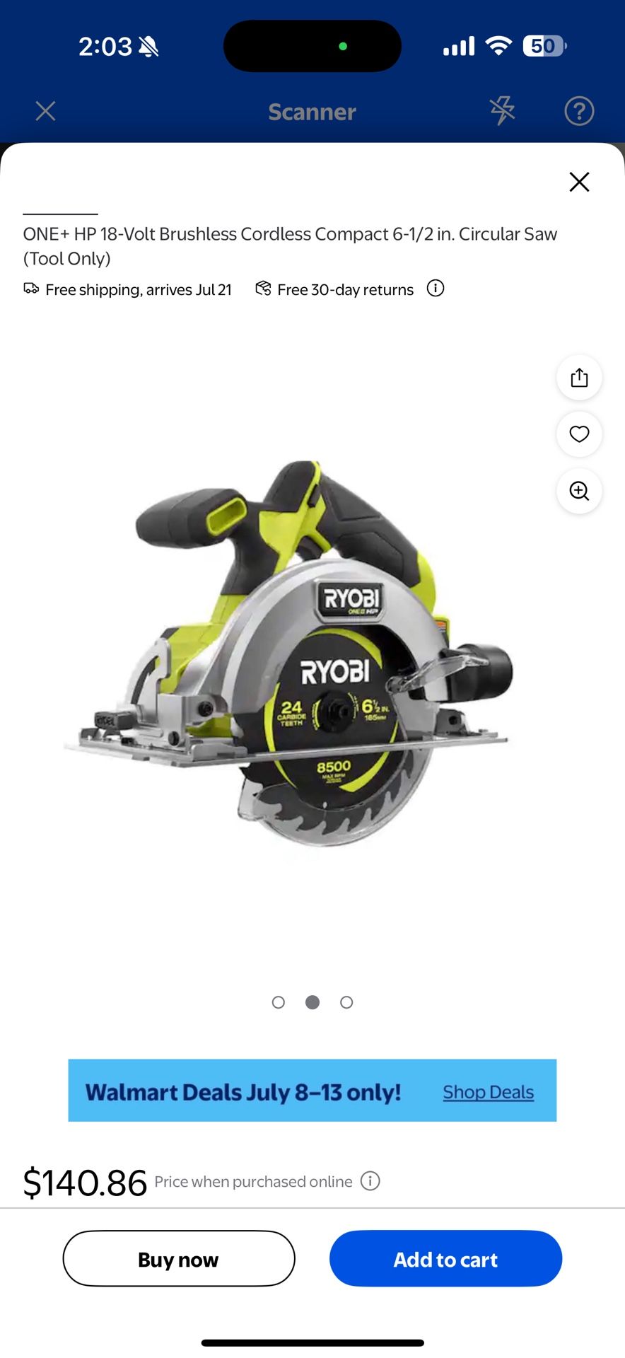 Ryobi ONE+ Brushless Circular Saw – New in Box