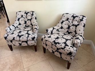 Pair of Floral Upholstered Accent Chairs