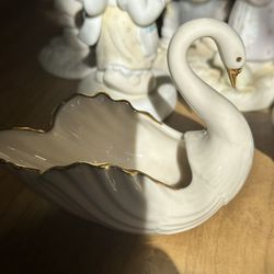 Vintage Lennox Swan Shell And Basket 