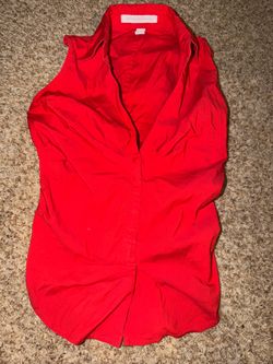 Express Sleeveless V-Neck Blouse Red zip up side women’s xs y2k