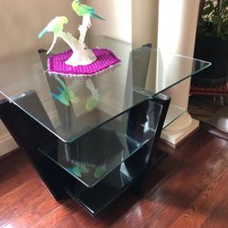 3 Tier Glass Table With Black Accent Supports. It’s Beautiful Must Get It