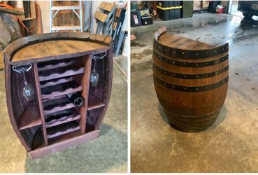 Handcrafted Whiskey / Wine Barrel Wine Rack - Holds 15 Bottles