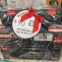 Cordless Drill And Tap & Die Set Bundle