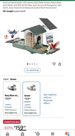 Dual-Lens Bird Feeder with Camera & Bird Bath Combo, Watch Birds Eat & Bathe with WiFi 2K HD Video, Auto Record, AI Recognition, APP Alerts, Solar Pow