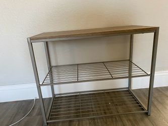 Grey  brown wood and metal small shelf