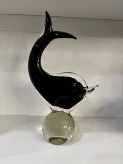Beautiful vintage Murano glass Italy heavy whale/dolphin figurine