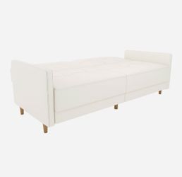 Andora Coil Twin/Double Size Whit Faux Leather Futon.
