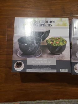 Black Marble 6pc Serving Bowl Set