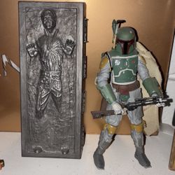 STAR WARS BLACK SERIES BOBA FETT & HAN SOLO CARBONITE 2013 SDCC LOOSE COMPLETE