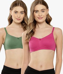 EVA & JOY Women’s Full-Coverage Cotton Bra Pack of 2 - Wirefree, Non-Padded, Soft, Breathable Everyday Wear 32D
