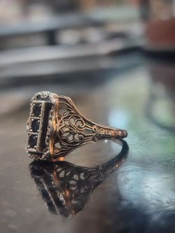 Early 1900's Vintage 925 Sterling Silver Ring with Three Glass Stones