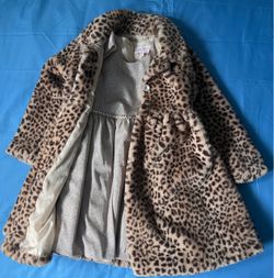 Biscotti Girls Faux Fur Leopard Coat & Dress Set