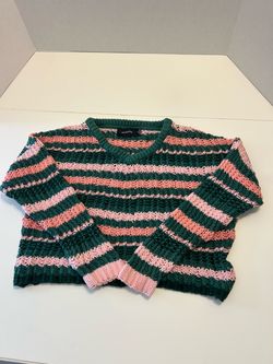 Mink pink Striped Knit Sweater Green and Pink XS