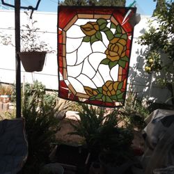 Stained Glass Design Flowers And Other Colors Nice Repair 80 Years Old$30.40 Cash Only Or OBO