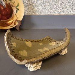 Vintage Handmade Art Pottery Ceramic Dish Drip Glaze   