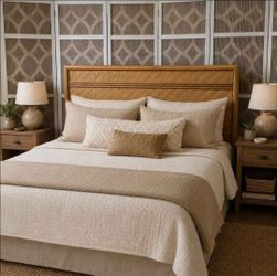 Vintage Dixie Queen Woven rattan bamboo headboard
