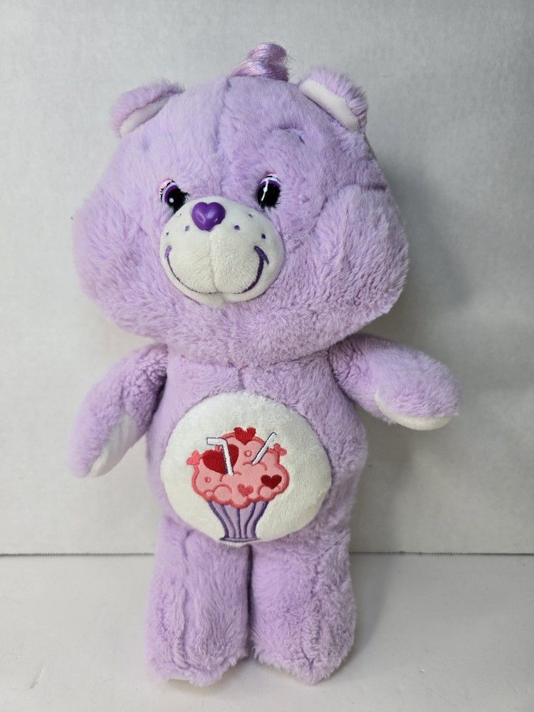 CARE BEAR 2017 Ice Cream Milkshake Hearts 13" Lavender Purple Plush