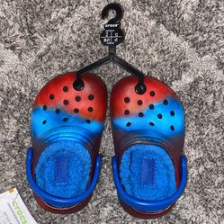 Toddler CROCS Unisex Classic Marbled Tie Dye Blue & Red Lined Clog Toddler 5