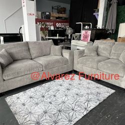 2 Pc Corduroy Sofa And Loveseat Set