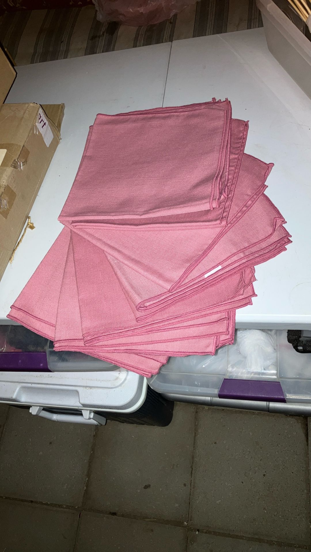 12 Cotton Pink Napkins - Used 1 Time At quince Buffet Set Up 