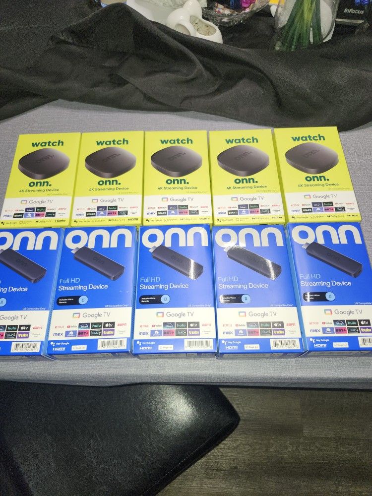 10 Brand New Onn Google TV Boxes ( Fully Loaded)