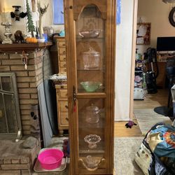 Curio Cabinet With Light And Glass Shelves