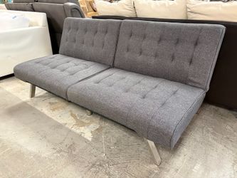 DOREL Stone Grey Tufted Fabric Sleeper Sofa
