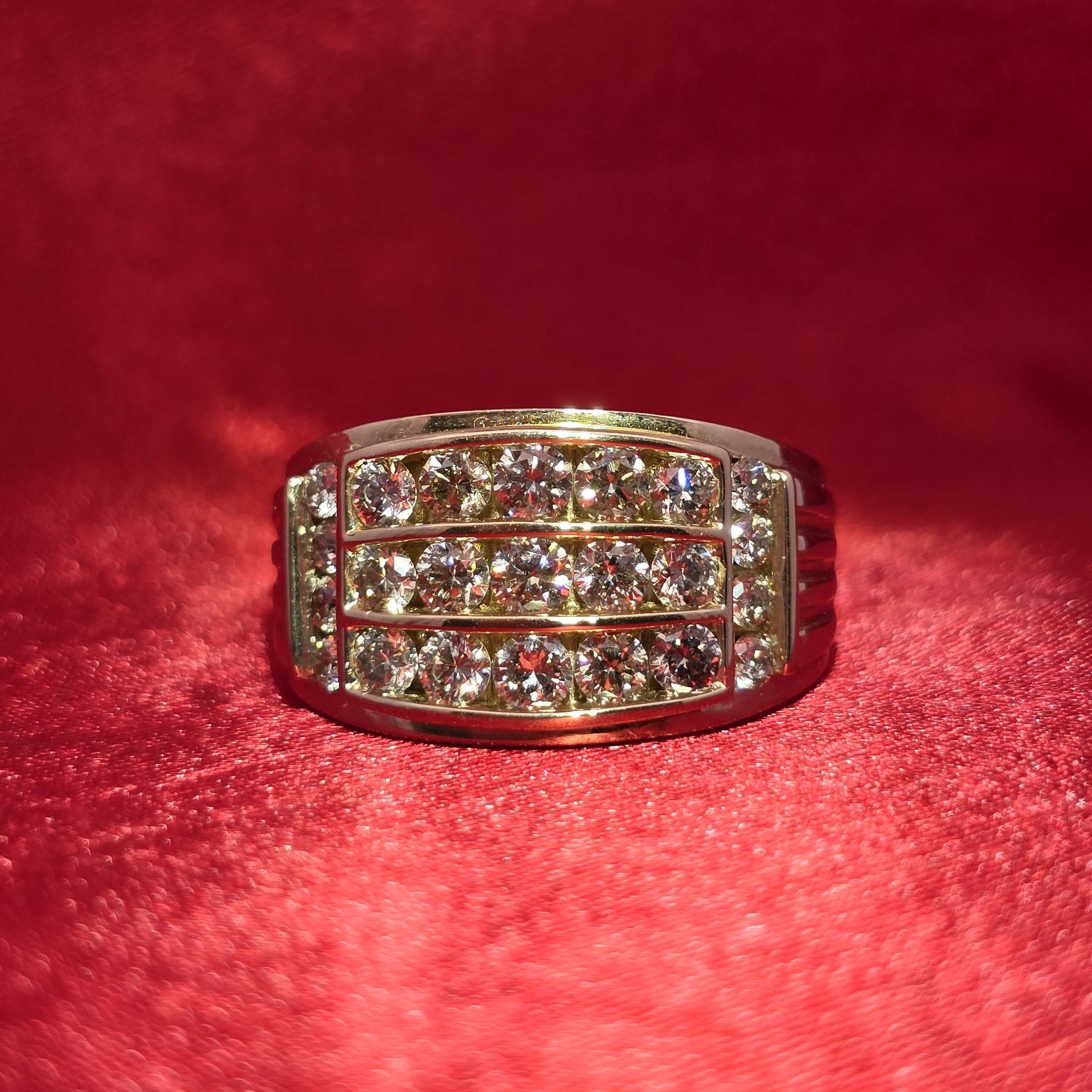 14k Yellow Gold Diamond Round Cut Band Ring 2.04 ctw Z