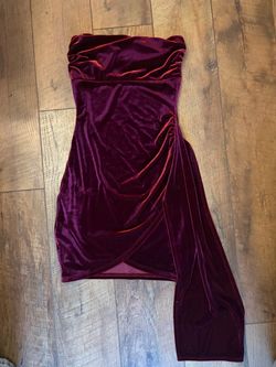 Burgundy Velvet Strapless Mini Dress