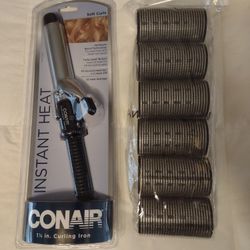 Conair Instant Heat 1 1/4-Inch Curling Iron   And 1 Pack Of Six 2 Inch Rollers