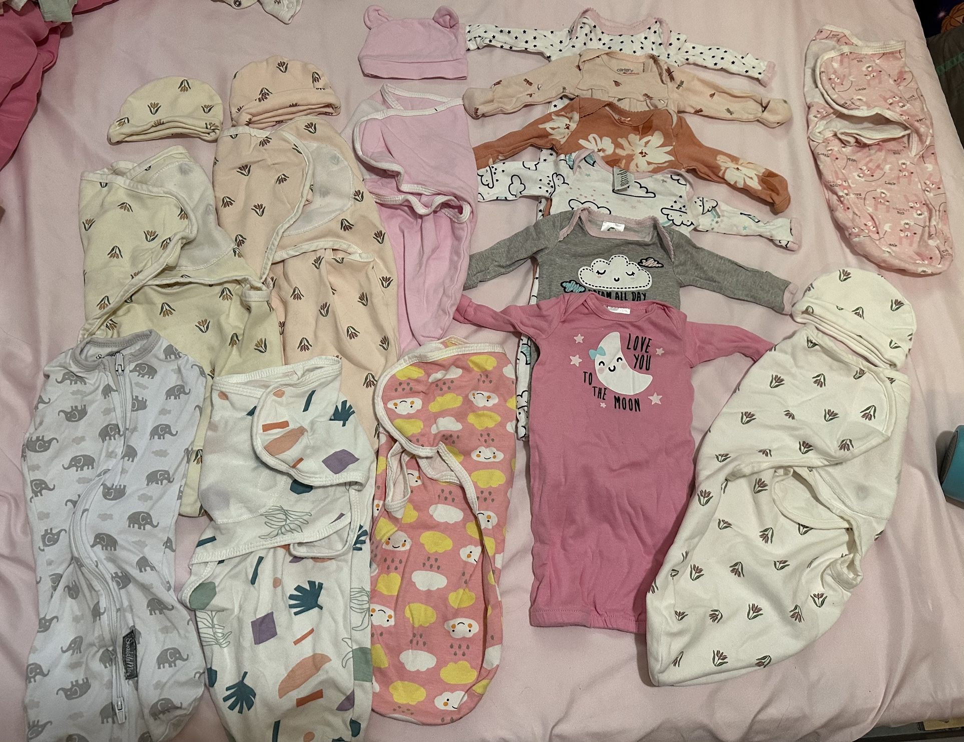 Girl Preemie Swaddles & Nightgowns
