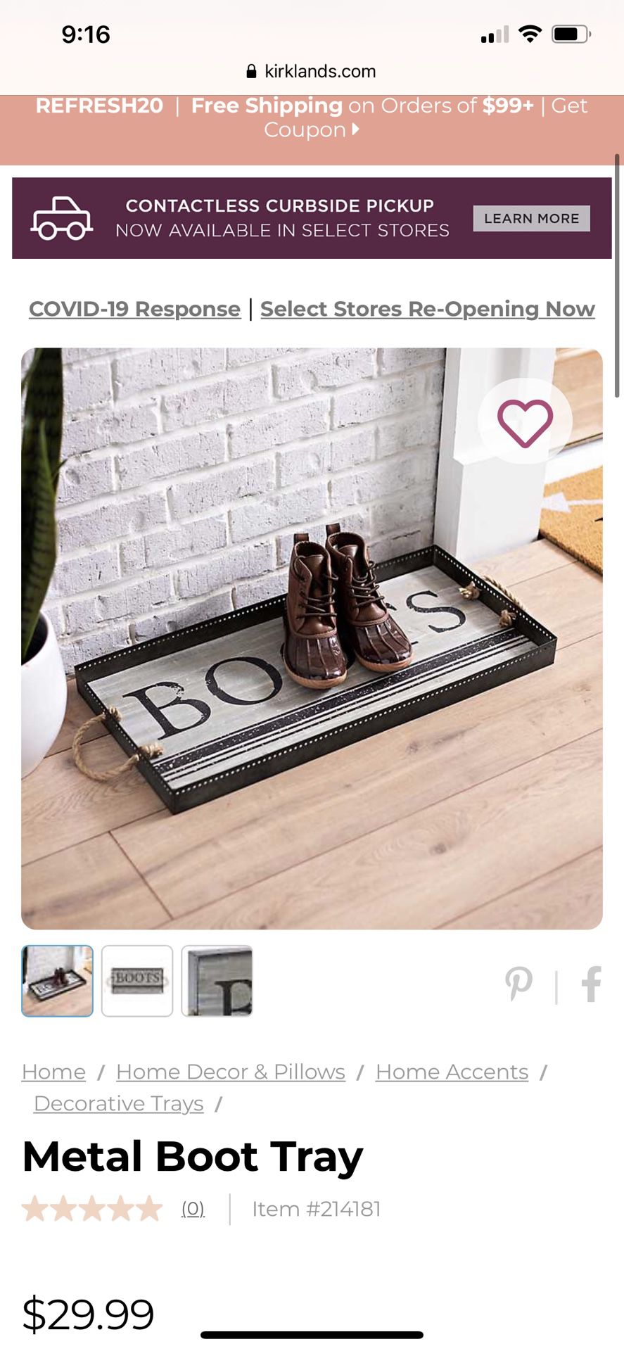 “Boots” tray