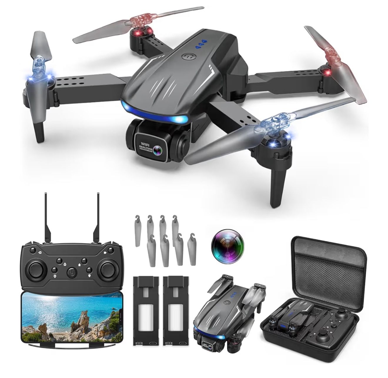 Drone with 1080P HD Camera – Foldable RC Quadcopter with Carrying Case